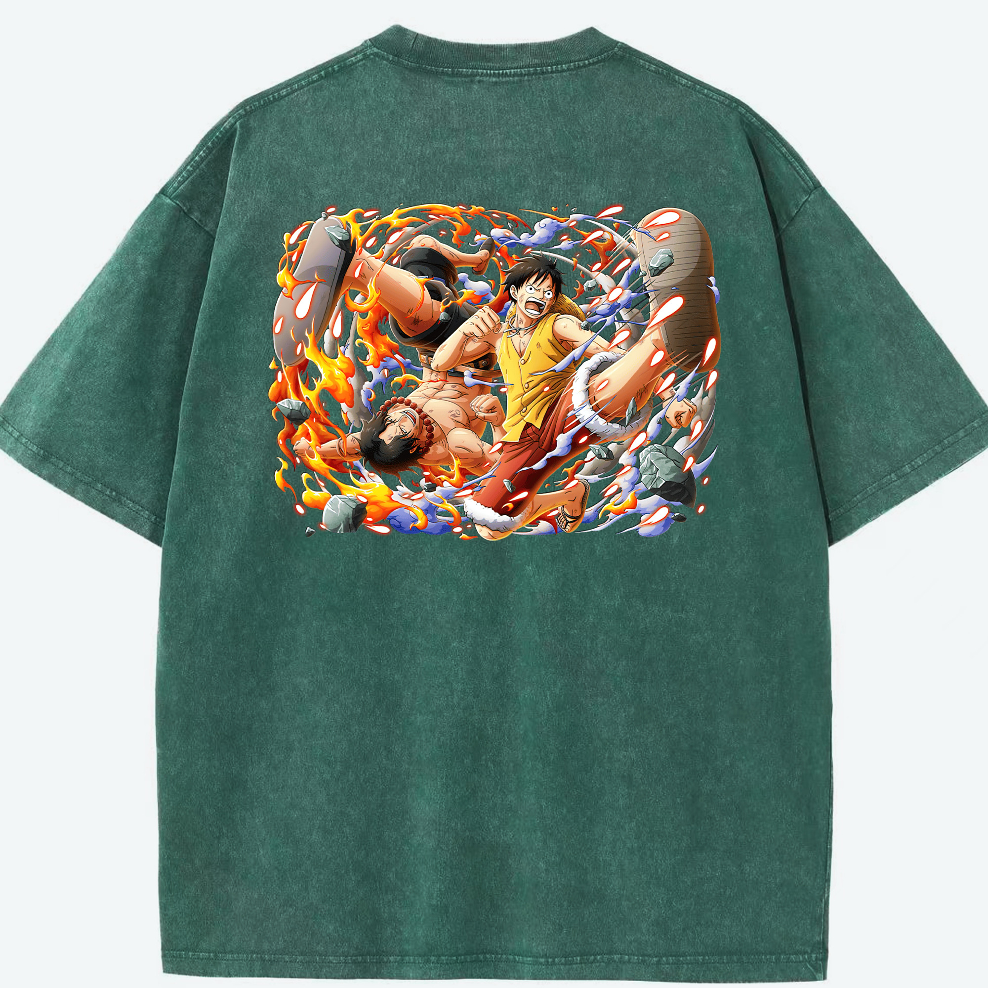 ワンピース モンキー・D・ルフィ ONE PIECE Monkey D. Luffy 綿100% ヴィンテージ風 半袖Tシャツ（背面プリント）